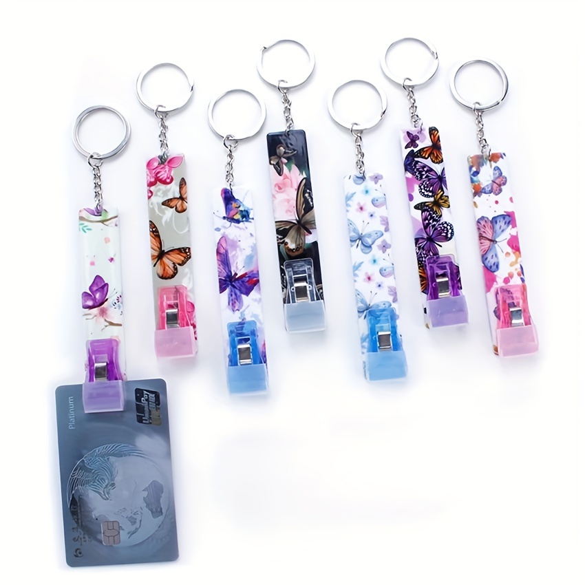 Card Grabber Keychain Butterfly Pattern Acrylic Material - Temu