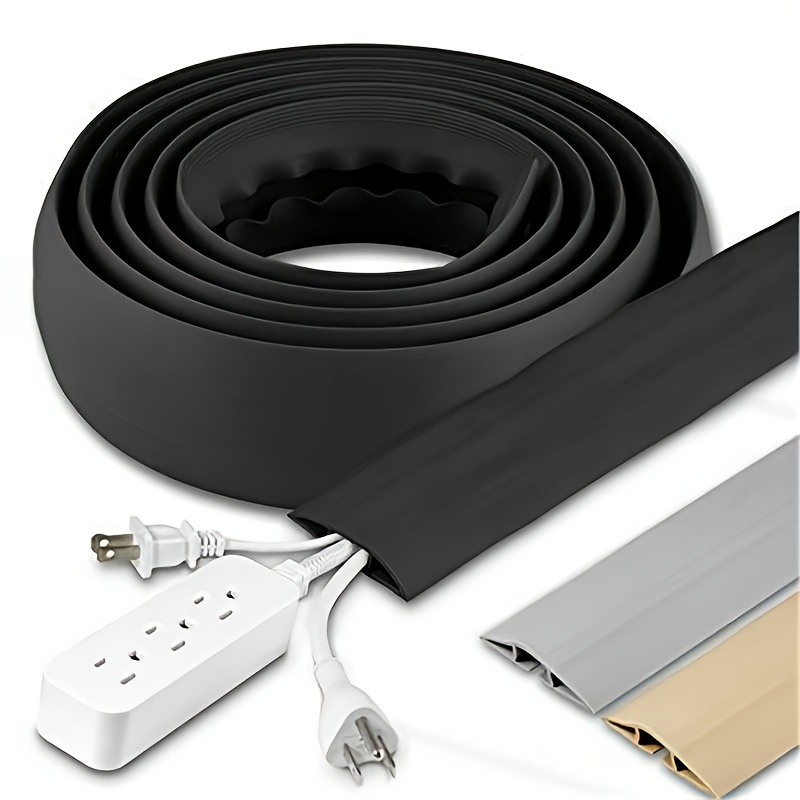 10FT Cord Cover Floor,Flexible Floor Cable Cover,Cord Hider Floor to  Organize and Protect Wire,Floor Wire Covers Floor Cord Cover for Cords,for  Home