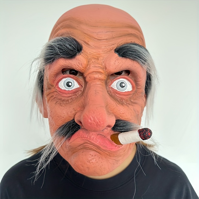 1pc Máscara Cabeza Látex Pelo Anciano Boca Móvil Decoración - Temu Chile
