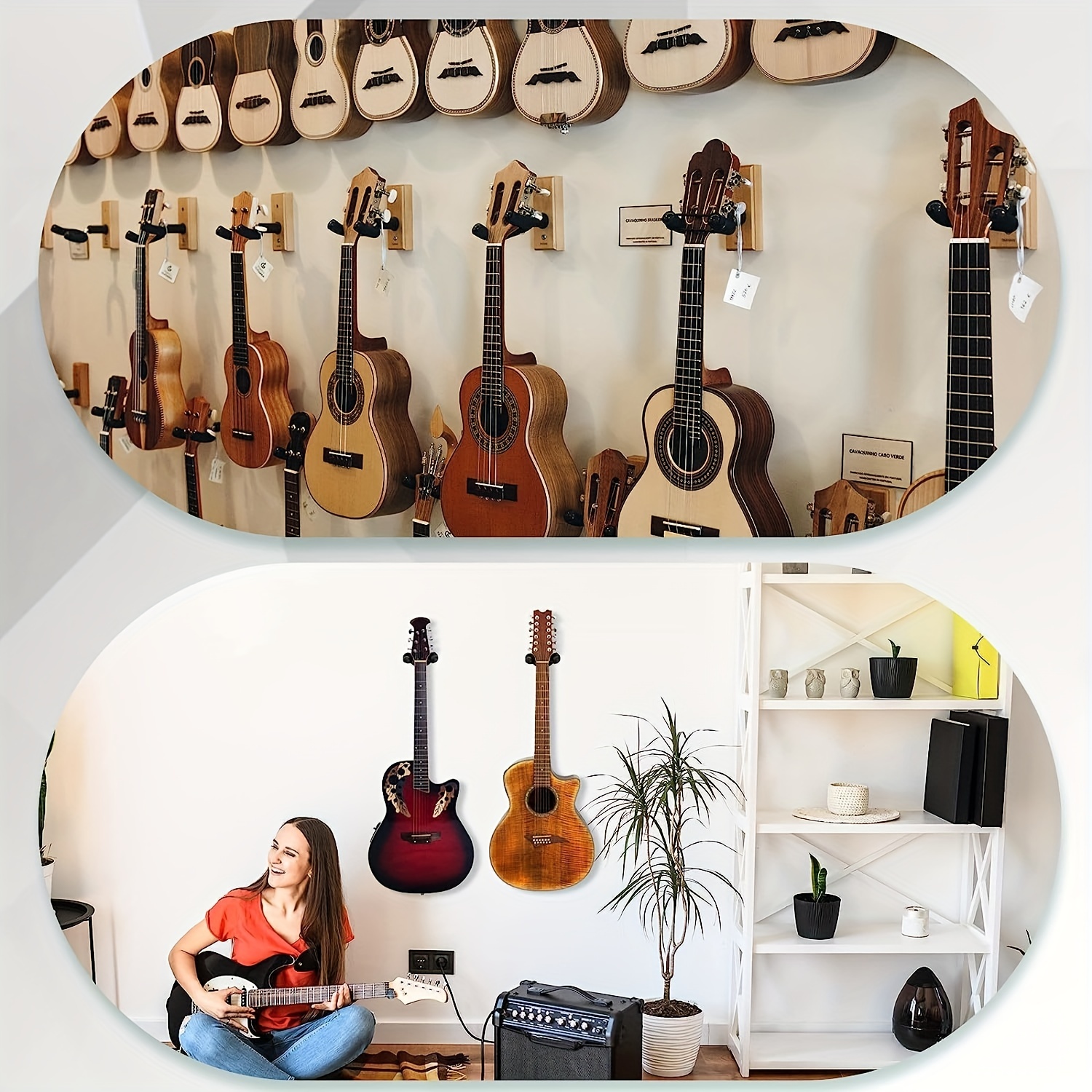 Donner Soporte de pared para guitarra con 5 ganchos ajustables para  guitarra eléctrica, bajo, violín, ukelele, banjo, mandolina