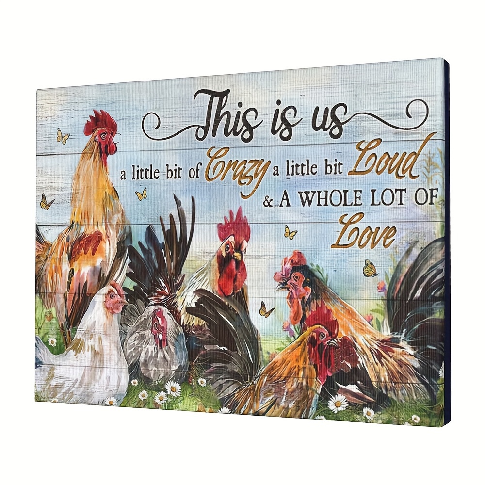 

1pc, Farmhouse Rooster Rustic Farm Funny Chicken Hen Picture Print Artwork Funny Canvas Painting Wall Decor, Home Bedroom Kitchen Living Room Bathroom Hotel Cafe Office Decor Poster, No Frame, 12x16