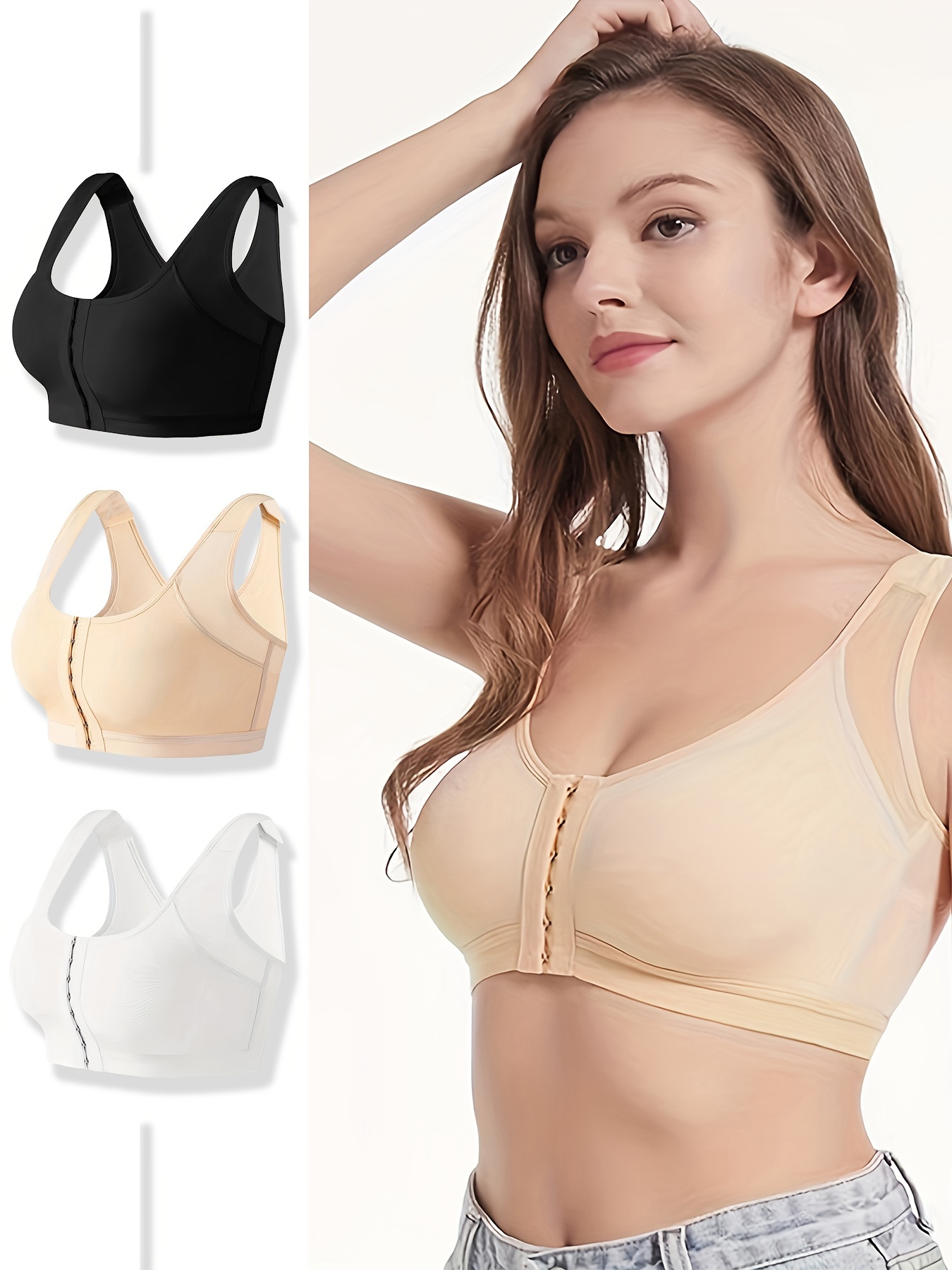 Women Front Closure Bras Lift Up And Support Your Back - Temu