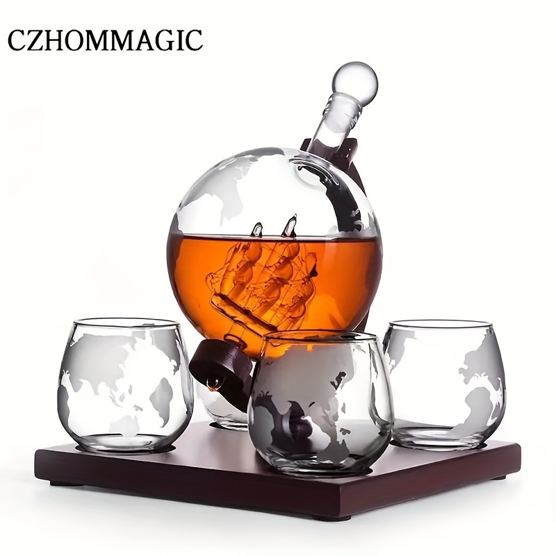 Wine Decanter Whiskey Decanter Globe Set 4 Etched Globe - Temu