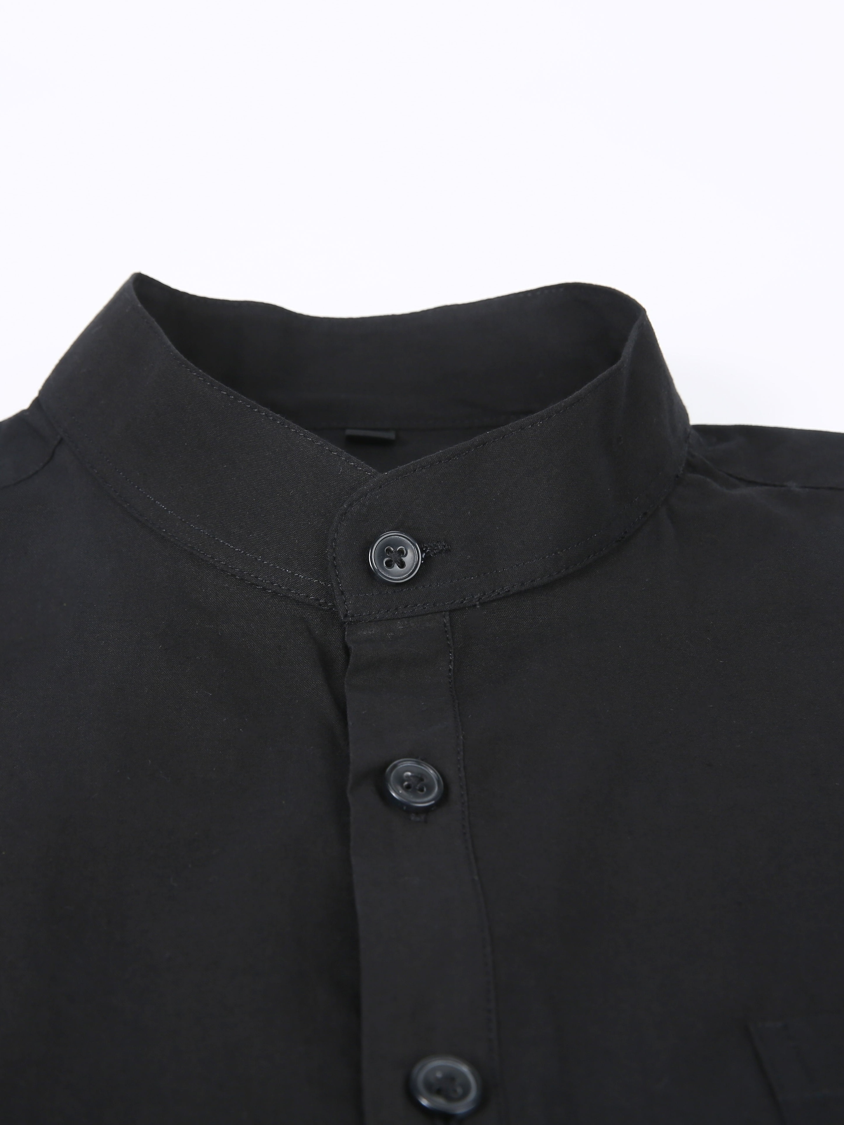 black shirt stand collar