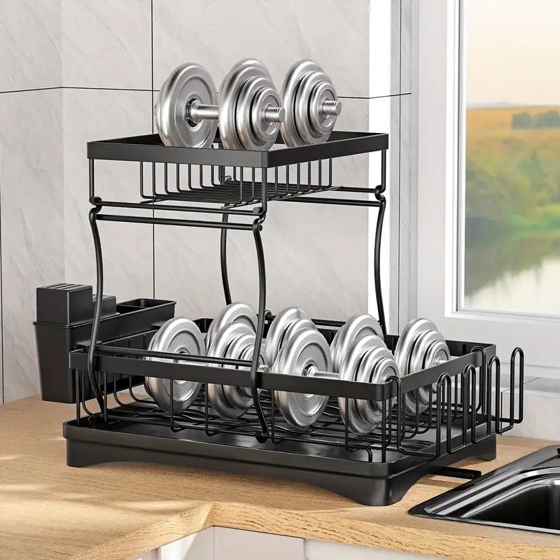 Dish Drying Rack For Kitchen Counter, 2-tier Dish Racks, Extra Large Dish  Drying Rack With Drainboard, Dish Strainer With Utensil Holder, Kitchen  Accessories - Temu Germany