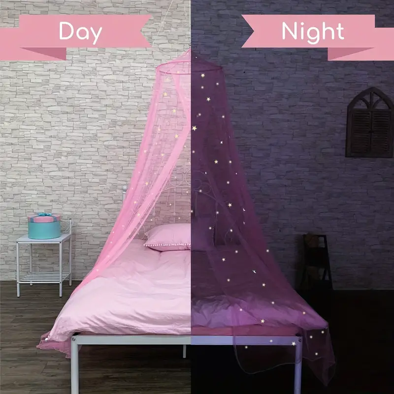 bed canopy for girls with glowing stars princess pink baby canopy for bed netting room decor ceiling tent canopy for crib single twin full queen size kids bed curtains fire retardant fabric details 2