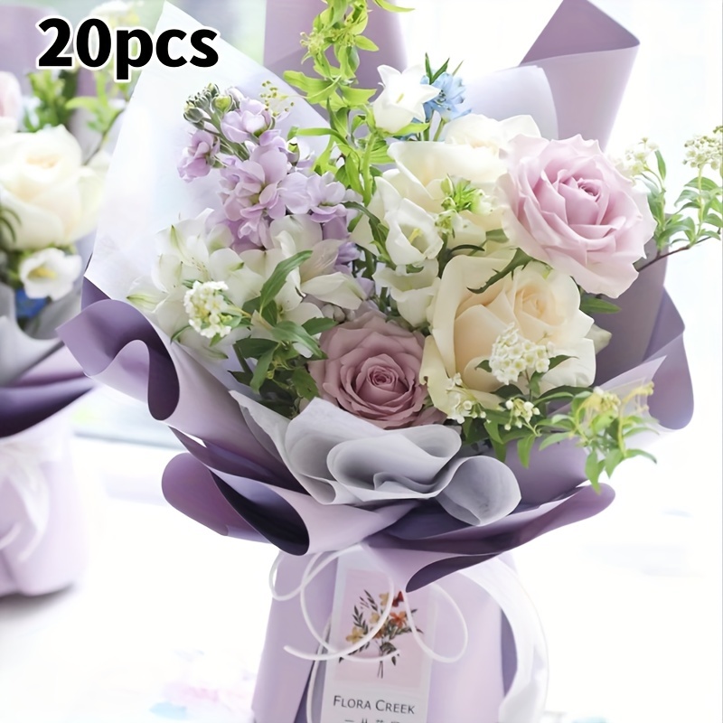 20Pcs Duplex Paper Flowers Wrapping Paper Waterproof Florist Bouquet Decor  Gift