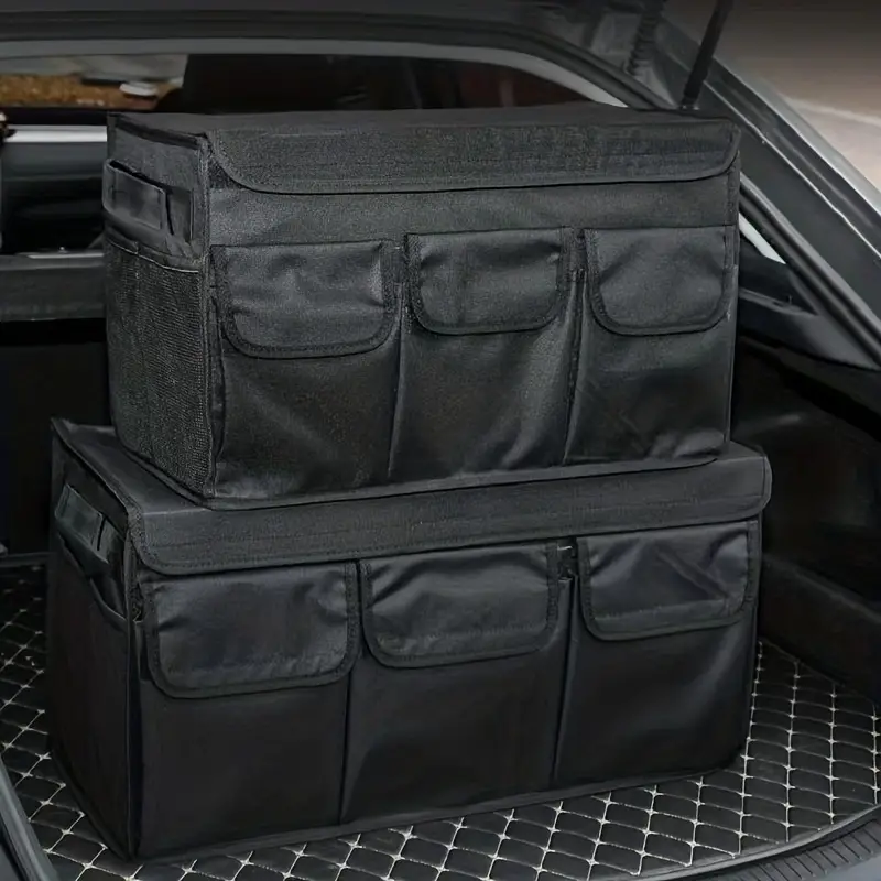 1 sac de rangement de coffre de voiture, boîte de rangement de voiture  noire pliable avec couvercle, sac de rangement de coffre de voiture  multi-rôle multi-compartiments haute capacité - Temu Belgium