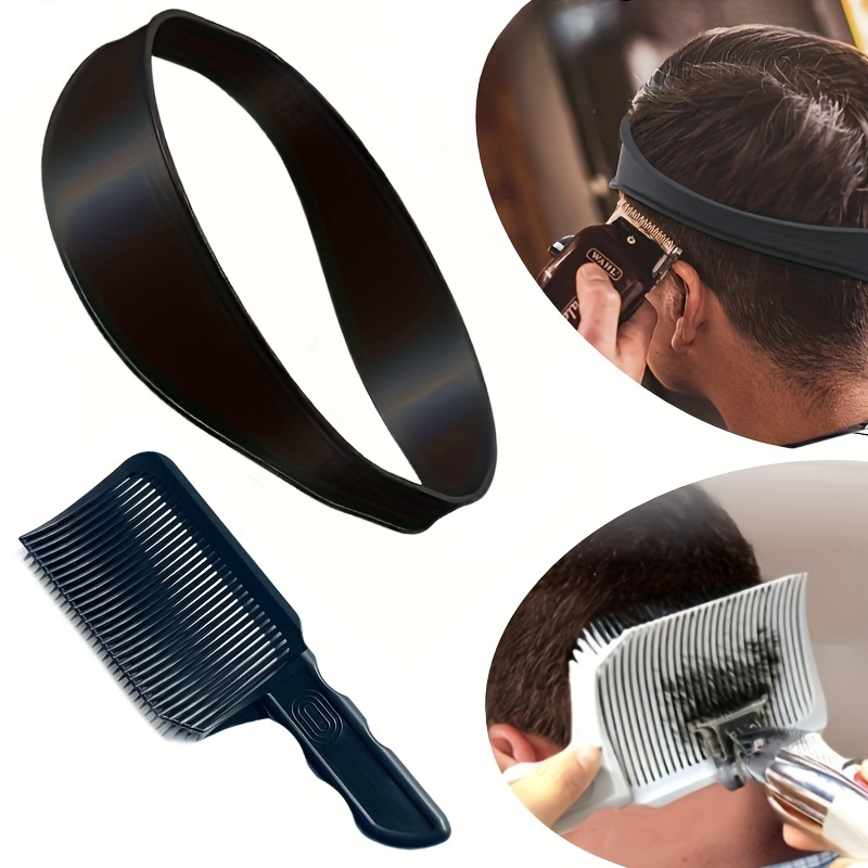 

2pcs/set Hair Trimming Neck Guide, Neckline Haircut Band, Fade Comb, Hair Cutting Comb, Curved Flat Top Comb, Professional Hair Styling Accessories For All Hair Type