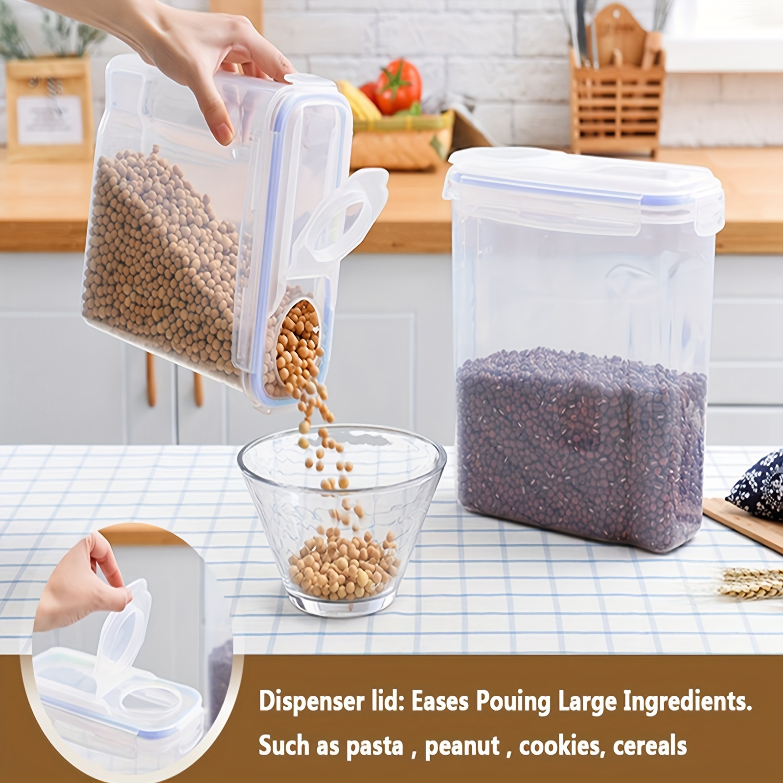 Food Storage Containers With Lids, Clear Airtight Food Jars, Moisture-proof  Transparent Sealed Fresh-keeping Box, For Cereal, Rice, Pasta, Tea, Nuts  And Coffee Beans, Plastic Food Preservation Tank, Home Kitchen Supplies -  Temu