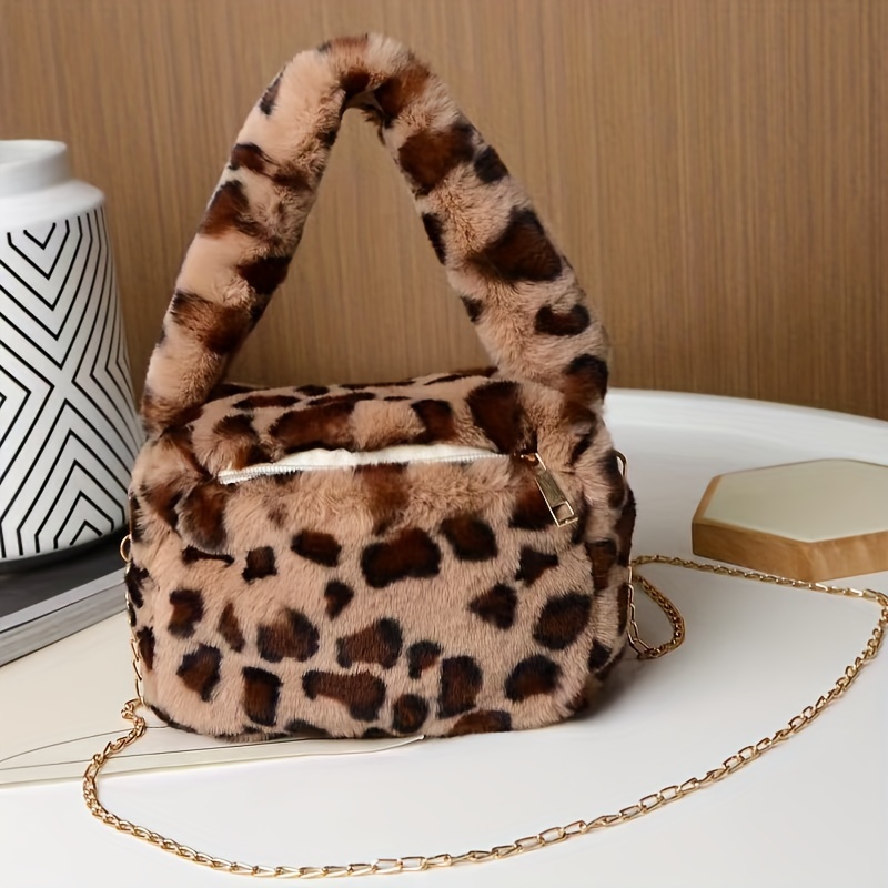Leopard Print Bag Satchel with Chain Strap