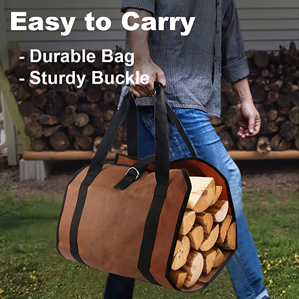 

1pc Multi-functional Firewood Carrier, Canvas Tote Bag With Handle, Wood Stove Accessories For Camping, Bbq, Indoor And Outdoor
