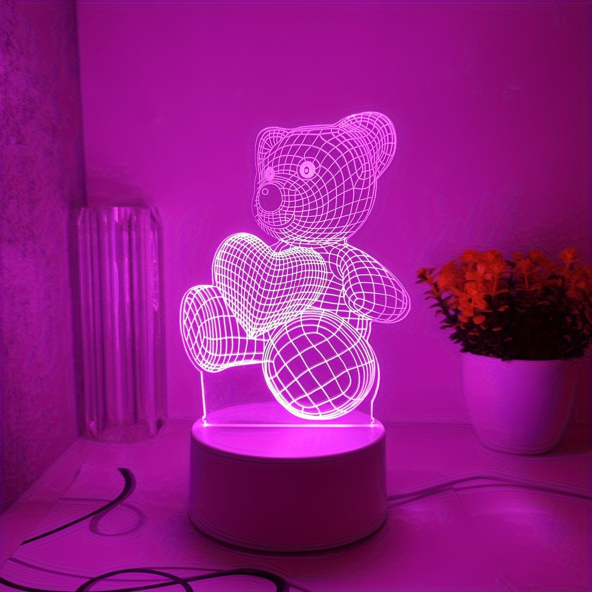 Lampada Led SAN VALENTINO NASCITA orsetto 3D PERSONALIZZABILE Idea Regalo  originale Luce notturna : : Prodotti Handmade