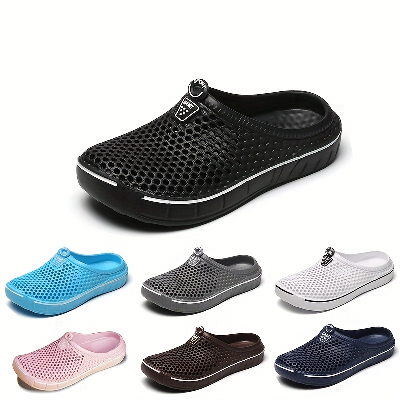 

Women's Solid Holes Slippers, Closed Round Toe Casual Slippers, Non Slip Quick Drying Unisex Outdoor Sports Sandals