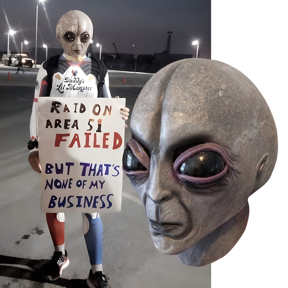 Máscara Alien Ovni Látex Disfraz Halloween Area 51, Moda de Mujer