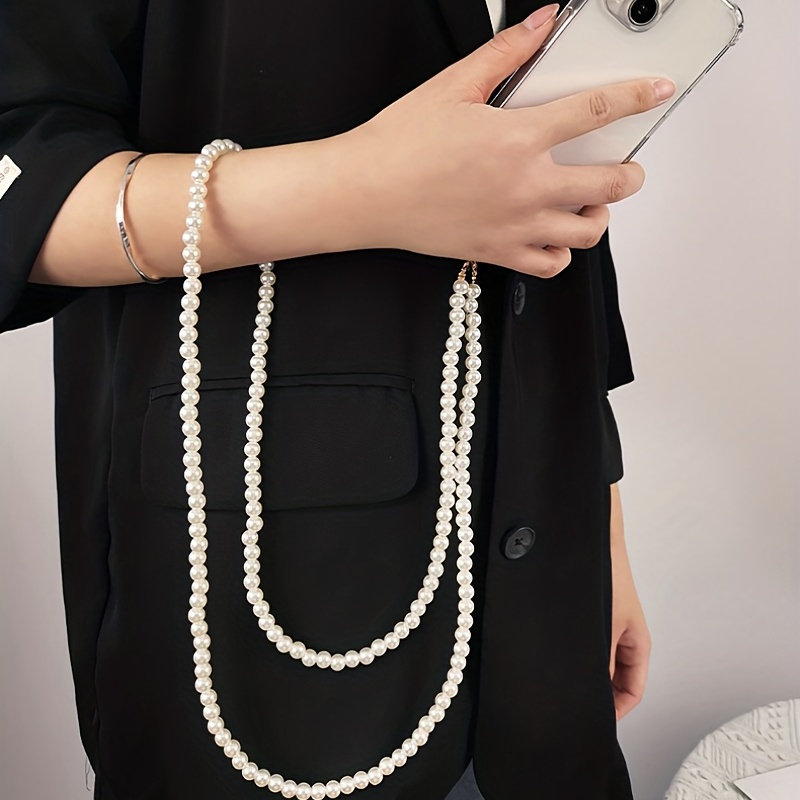 Cell Phone Lanyard Long Crossbody Chain Artificial Pearl Beads Lanyard  Detachable Necklace Phone Strap - Temu United Arab Emirates