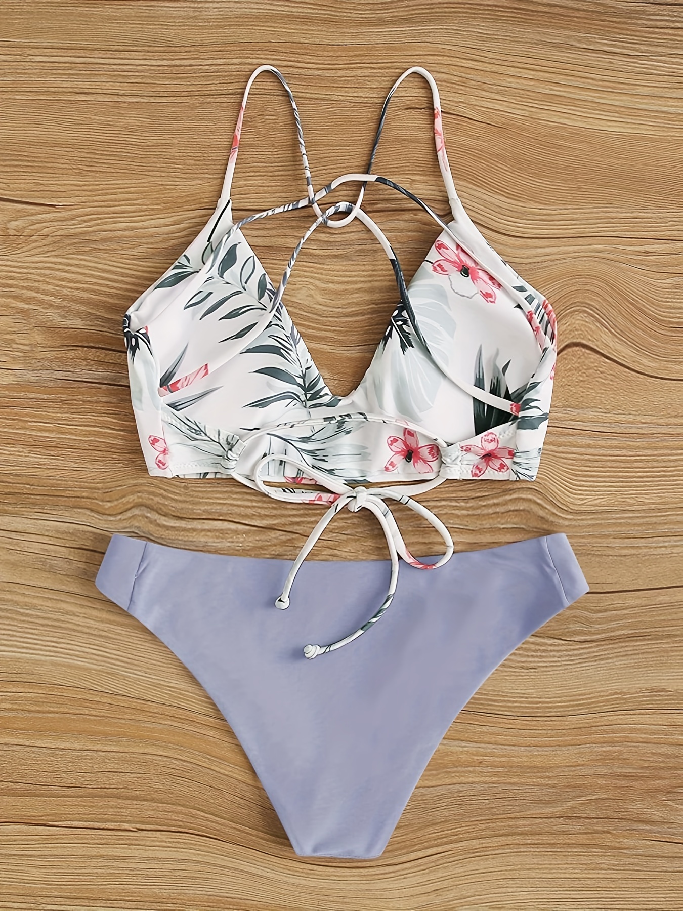 Bright Floral Strappy Tie Swimsuit