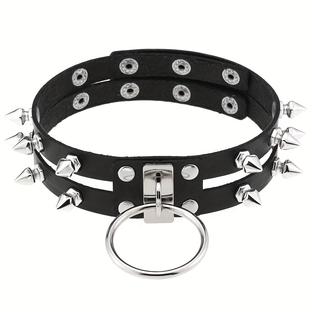 Emo Choker With Spikes Collar Women Leather Necklace Chain Jewelry