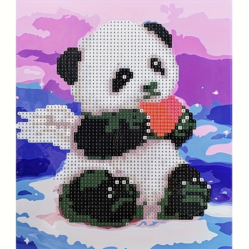 Pintura de diamante con patrón de Panda de dibujos animados para