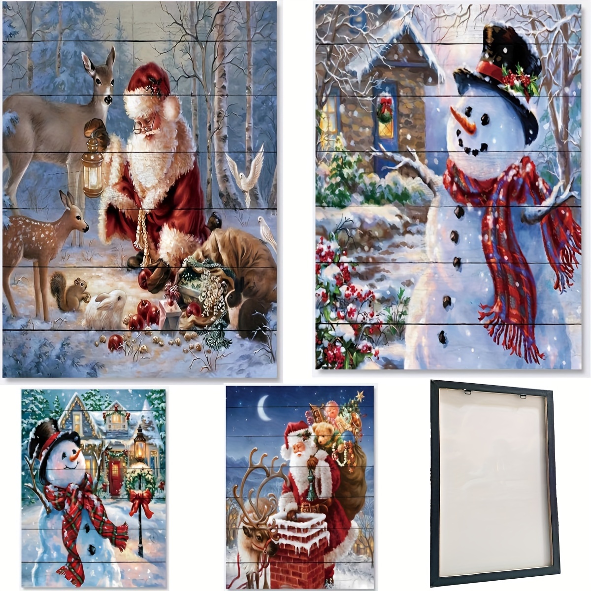 Christmas Santa Claus And Snowman Wall Stickers Winter - Temu