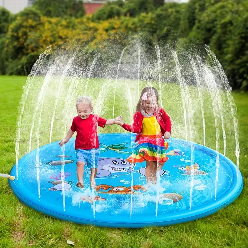 1pc childrens outdoor water spray mat pvc inflatable splash proof mat outdoor lawn play mat play water spray mat fun details 3
