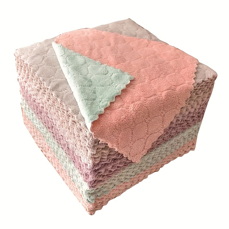 Chiffon à bord enveloppé de carreaux d'ananas, torchon de cuisine sans  huile, fort absorbant, nettoyage ménager, chiffon en velours corail 12 pcs