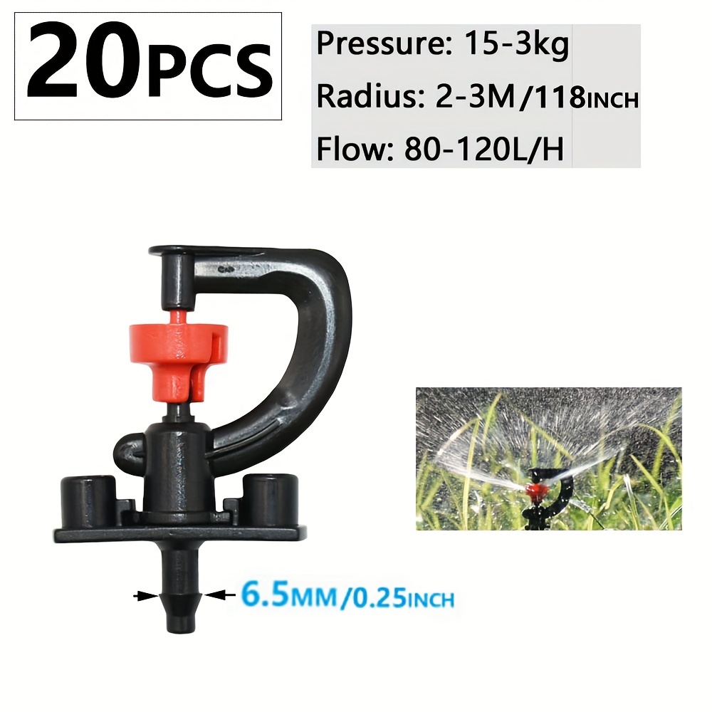 20pcs Of 180-degree Rotating -sprinklers With Threaded Hook Connectors For Garden Irrigation