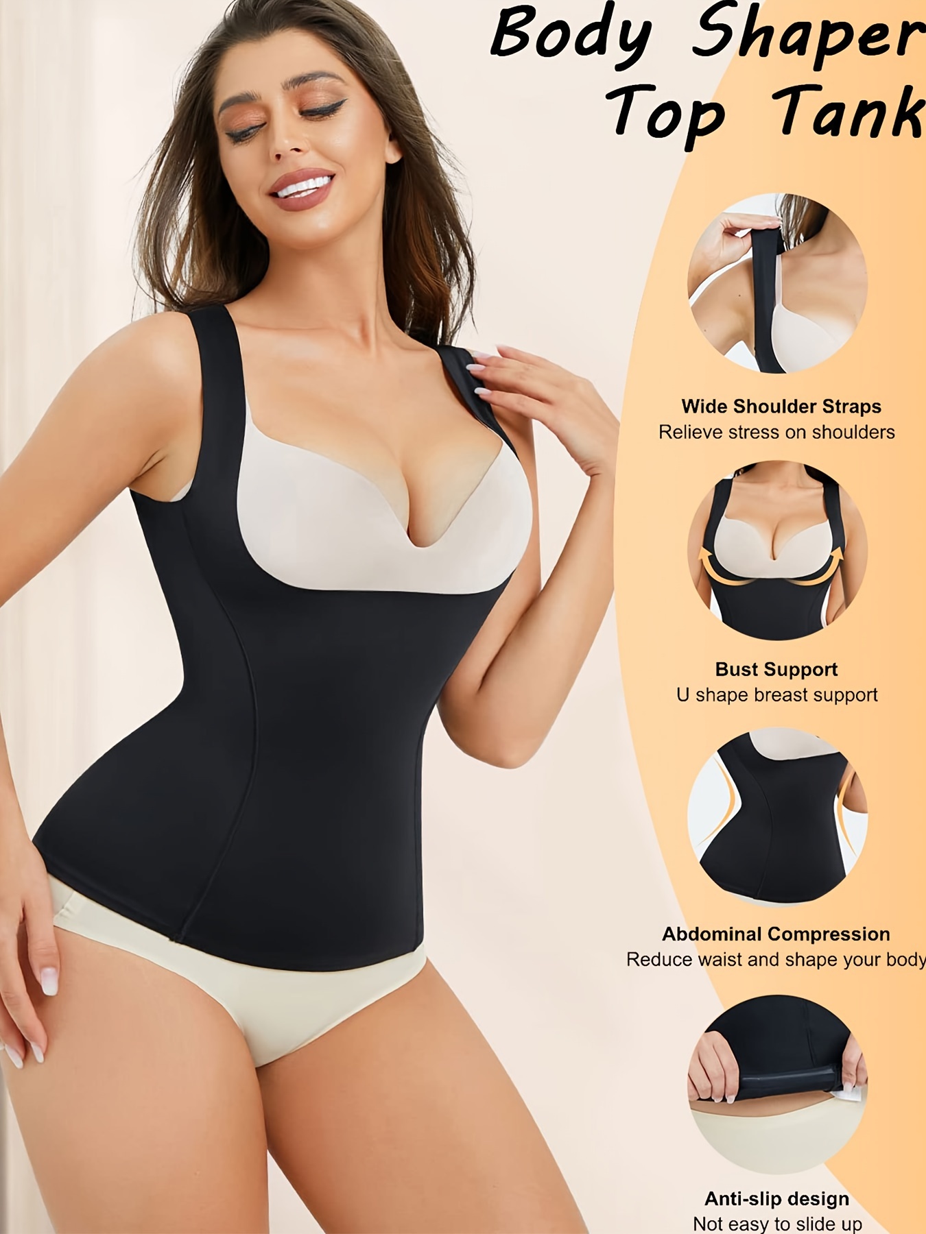 Women's Shapewear Tank Tops Tummy Control ,Seamless Slimming Body Shaper  Top Regular and Plus Sizebody Sculpting Long Vest ,Tummy and Waist Control