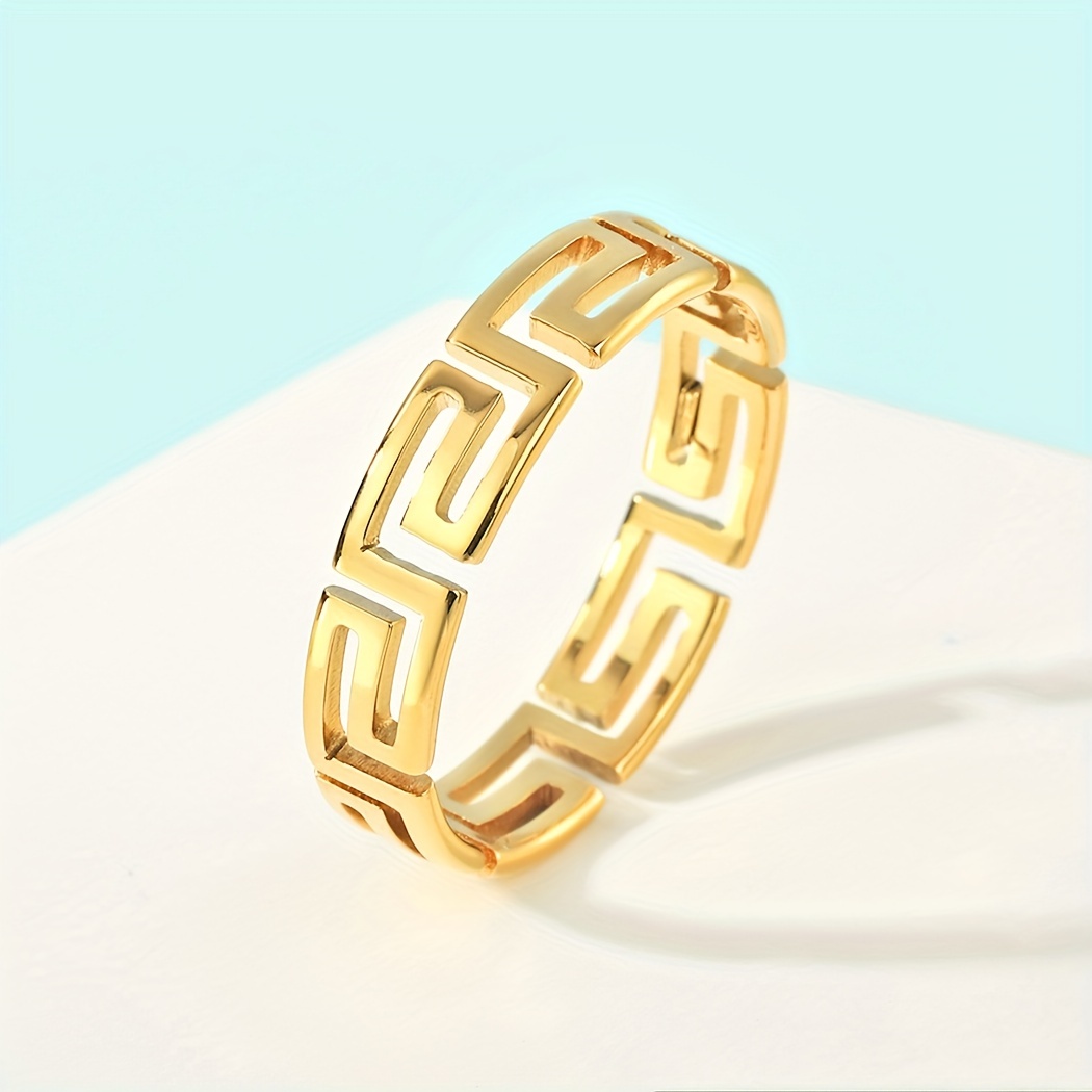 Men's Stainless Steel Geometric Pattern Stacking Rings