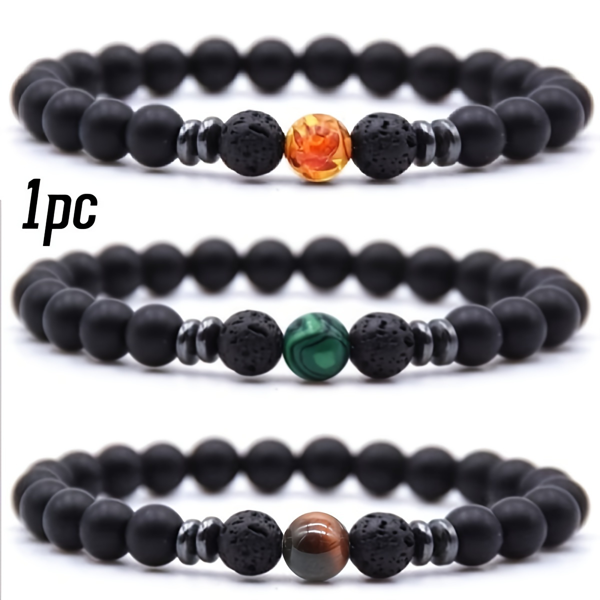 

Black Frosted Stone Stretch Beaded Bracelets Gifts For Women Men Energy Yoga Bangle Jewelry