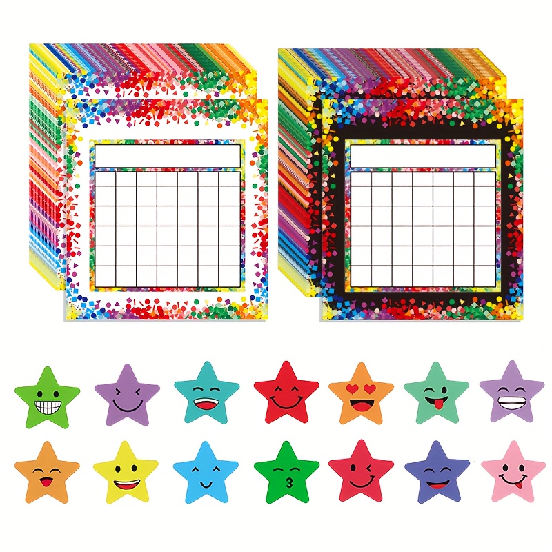 Star Stickers 15 Designs Happy Face Students Reward Chart - Temu