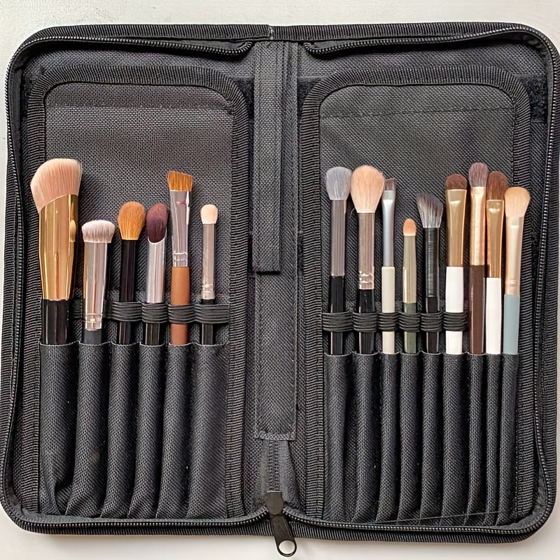15 Slots Travel Makeup Brush Holder Bag Portable Folding - Temu