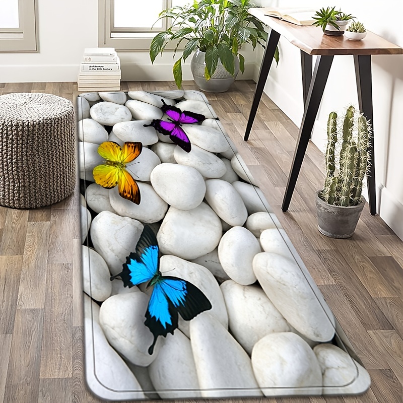 Butterfly/stone Printing Kitchen Mat Modern Home Rug - Temu Canada