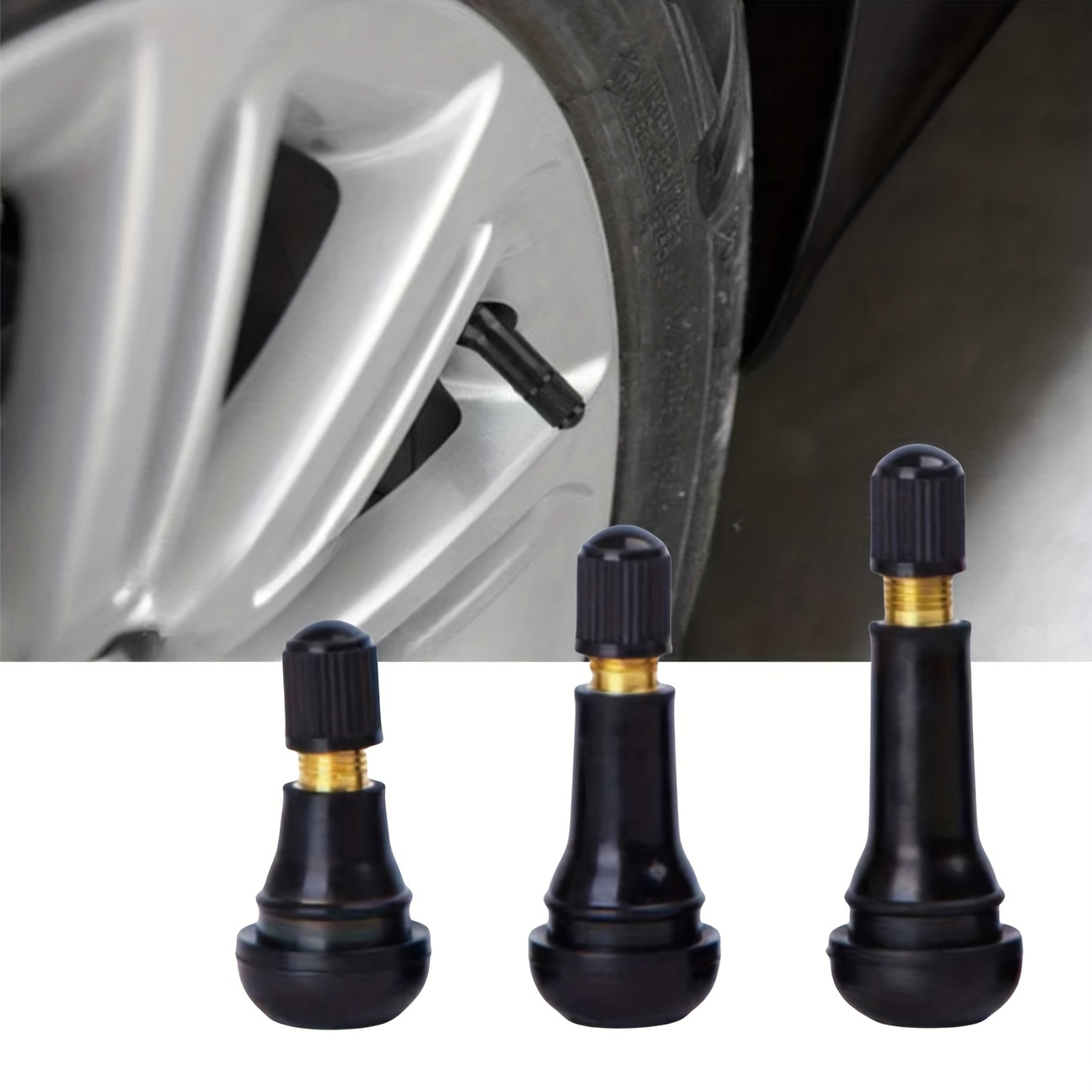 10pcs Car Tire Valve Stem Snap-in Tire Tyre Valve Stem Set With Dust Caps  For Tubeless Rim Holes Standard Vehicle Tires