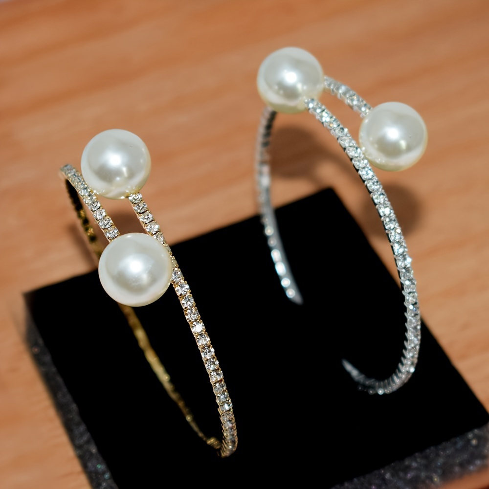 Western Cross-Border Inlaid Rhinestone Pearl Open Individual Light Luxury Premium Sense Cold Style Women'S Bracelet