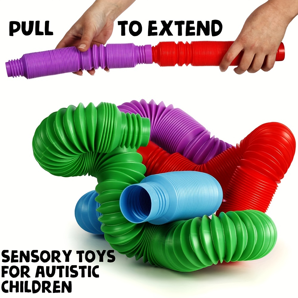 8pcs 16pcs 24pcs 32pcs 42pcs pack rainbow pop tubes fidget toys sensory toy for stress anxiety relief for children adults learning toys brinquedos gifts