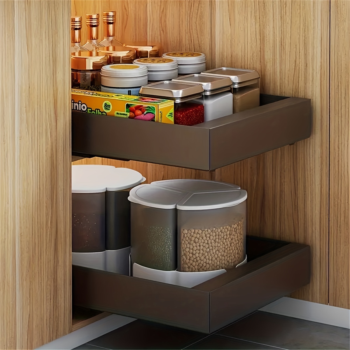 1pc Pull Out Cabinet Organizer, Heavy Duty Cabinet Pull Out Shelves Kitchen  Cabinet Drawers Slide Out Pantry Shelves with Adhesive Strip Multi-Purpose  Pull-Out Home Organizers for Kitchen Bathroom