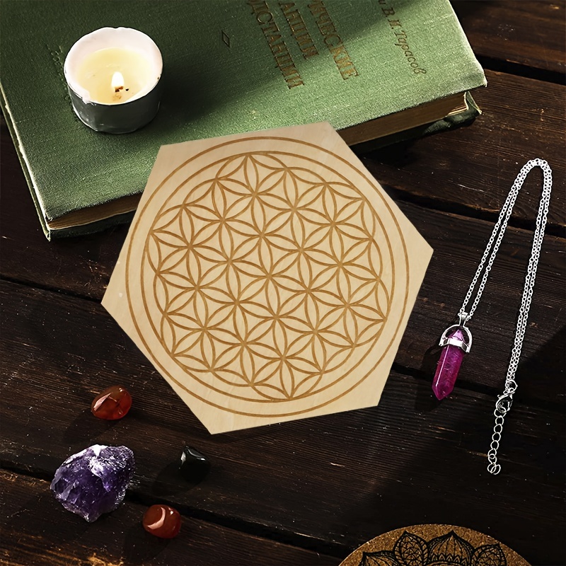 Tabla de adivinación de péndulo con conjunto de amatista con mensaje  metafísico Ouija, tablero de cristal de péndulo, tablero de madera para