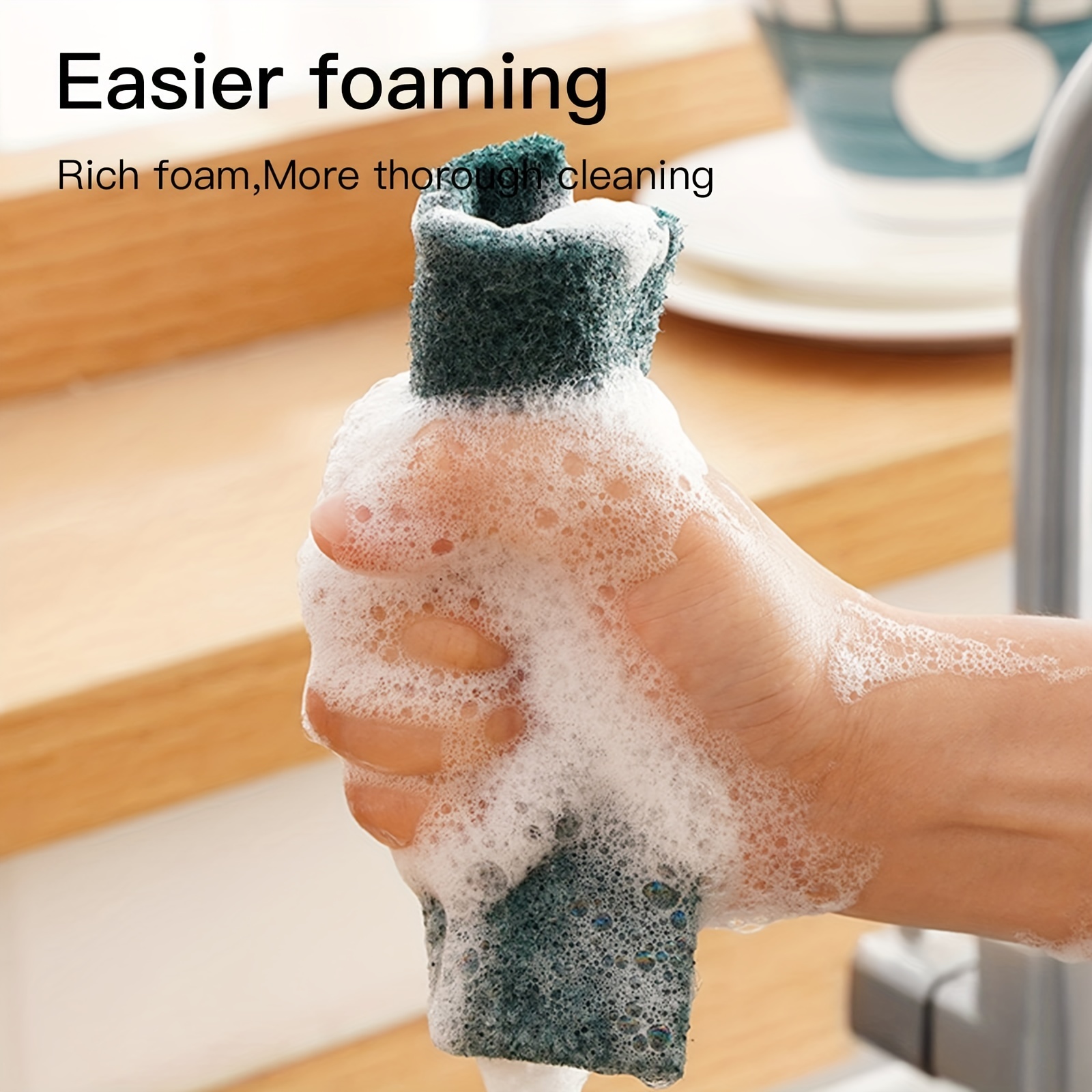 Dish Scrubbing Brush, Pot Scrubber, Microfiber Dish Cloths, Cleaning  Sponge, Scouring Pads, Cleaning Tools, Kitchen Accessories, Kitchen  Gadgets, Cleaning Stuff - Temu