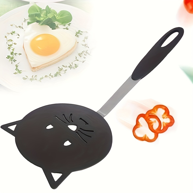 Silicone Wide Spatula Turner With Wooden Handle, Non-stick Pancake, Fish,  Egg, Cookie, Omelette Shovel, Flexible For Non-stick Cookware (black)