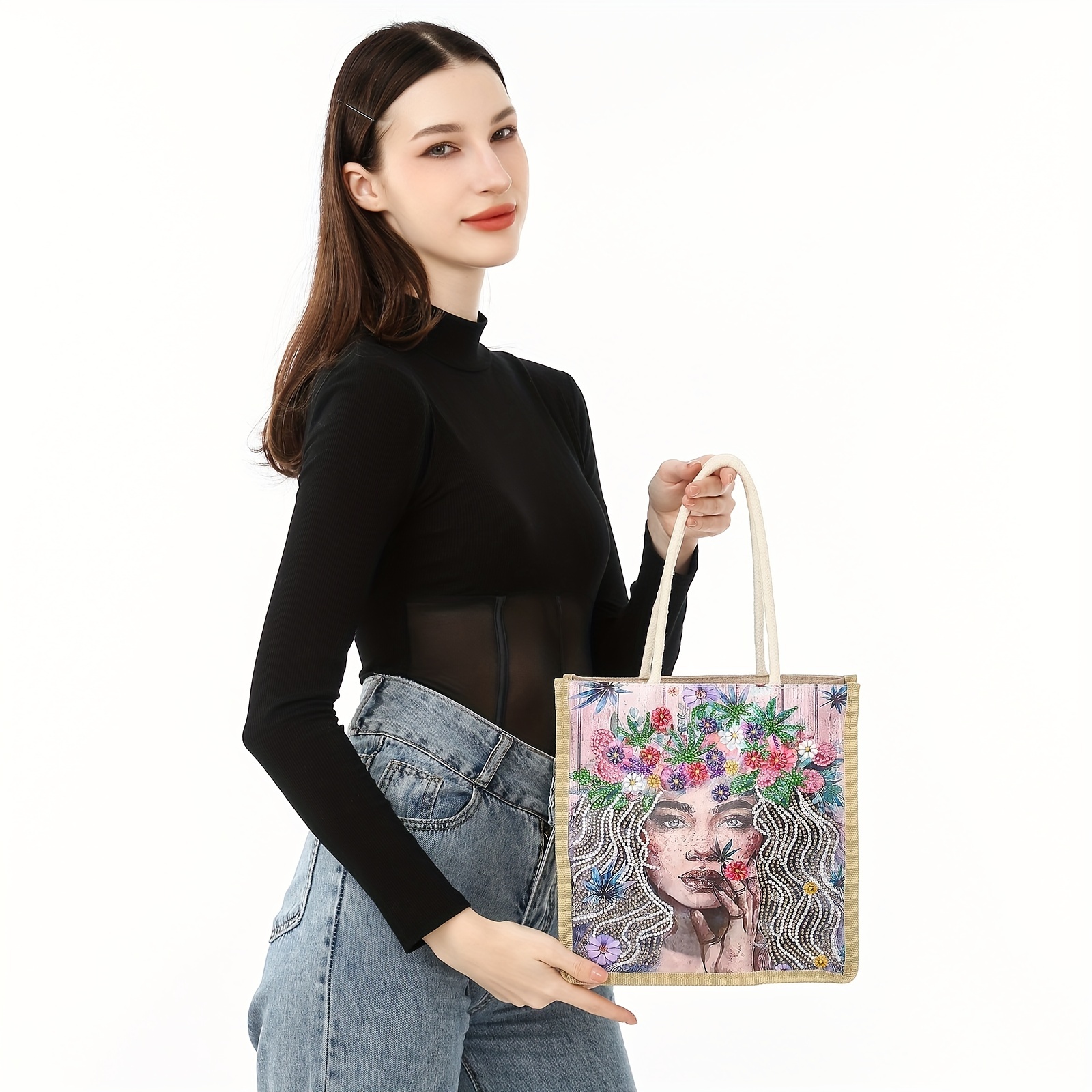 Diy Diamond Painting Tote Bag Diy Diamond Painting Handbag Cross Stitch Art  Kit Reusable Shopping Tote Bag Cloth Bag For Women Home Storage Craft -  Temu Italy