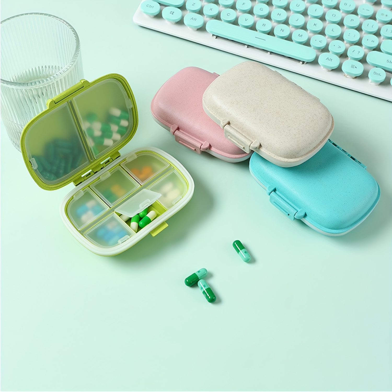 Small Pill Box 3 Pcs,Cute Travel Pill Case Portable for Pocket Purse