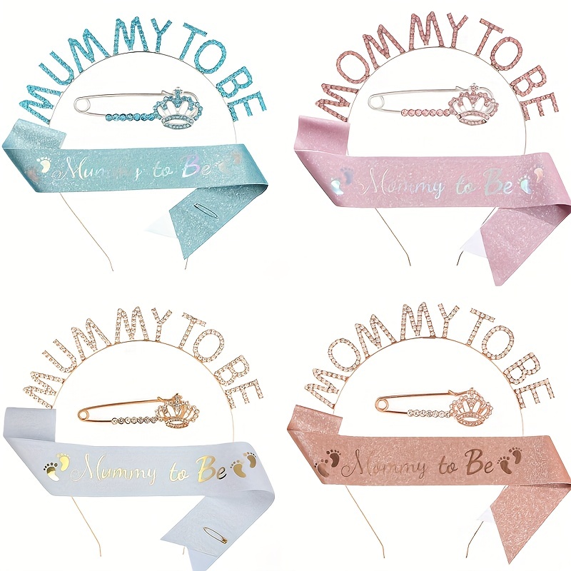 DORADREAMDEKO Baby Shower Decoration (Blue) for Mom To Be & Dad To Be -  Tiara + Sash + Pin 