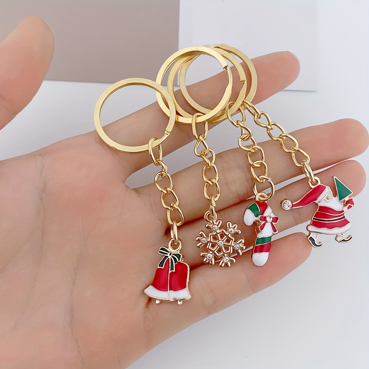 Cute New Year Car Keys Ring Bag Ornaments Backpack Pendant Xmas