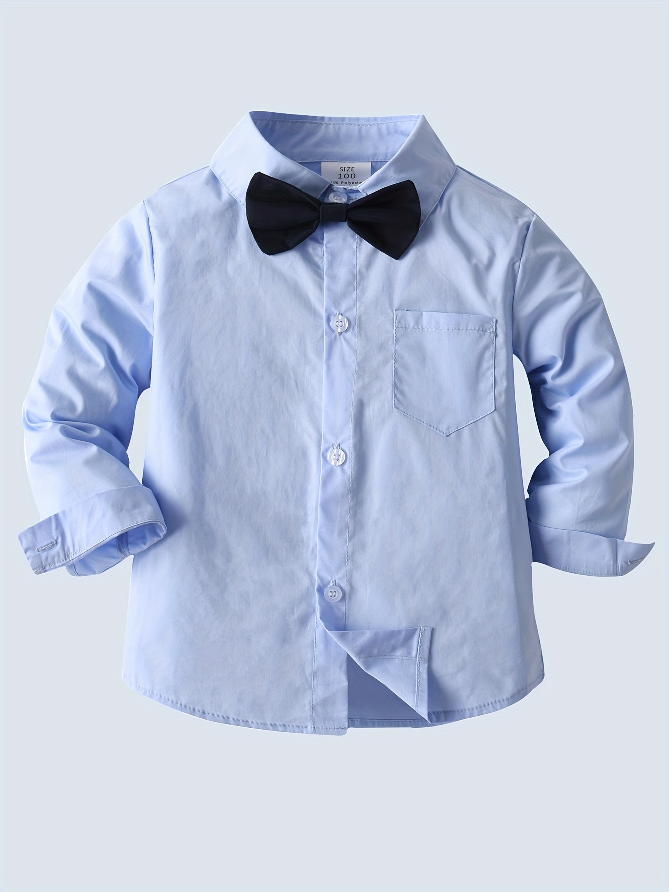 Completo Bambino Gentleman - Camicia A Quadri Con Papillon E Bretelle, Taglie 1-6 Anni, Cotone/Poliestere - Foto 4