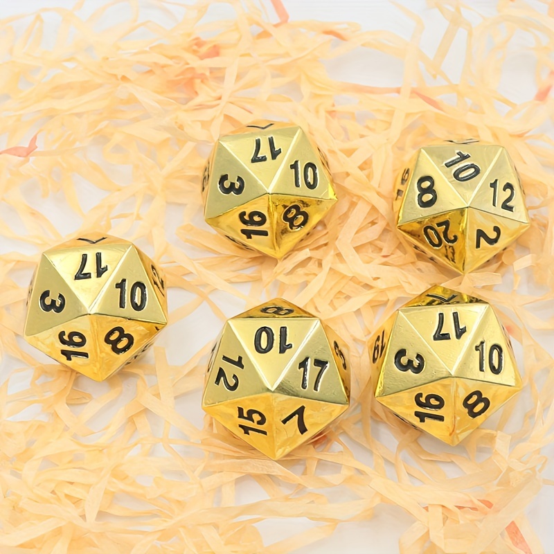 

1pc 20-side Metal Dice, Golden Polyhedral Dice, Role-playing Bar Party Board Game, Creative Small Gift, Holiday Accessories