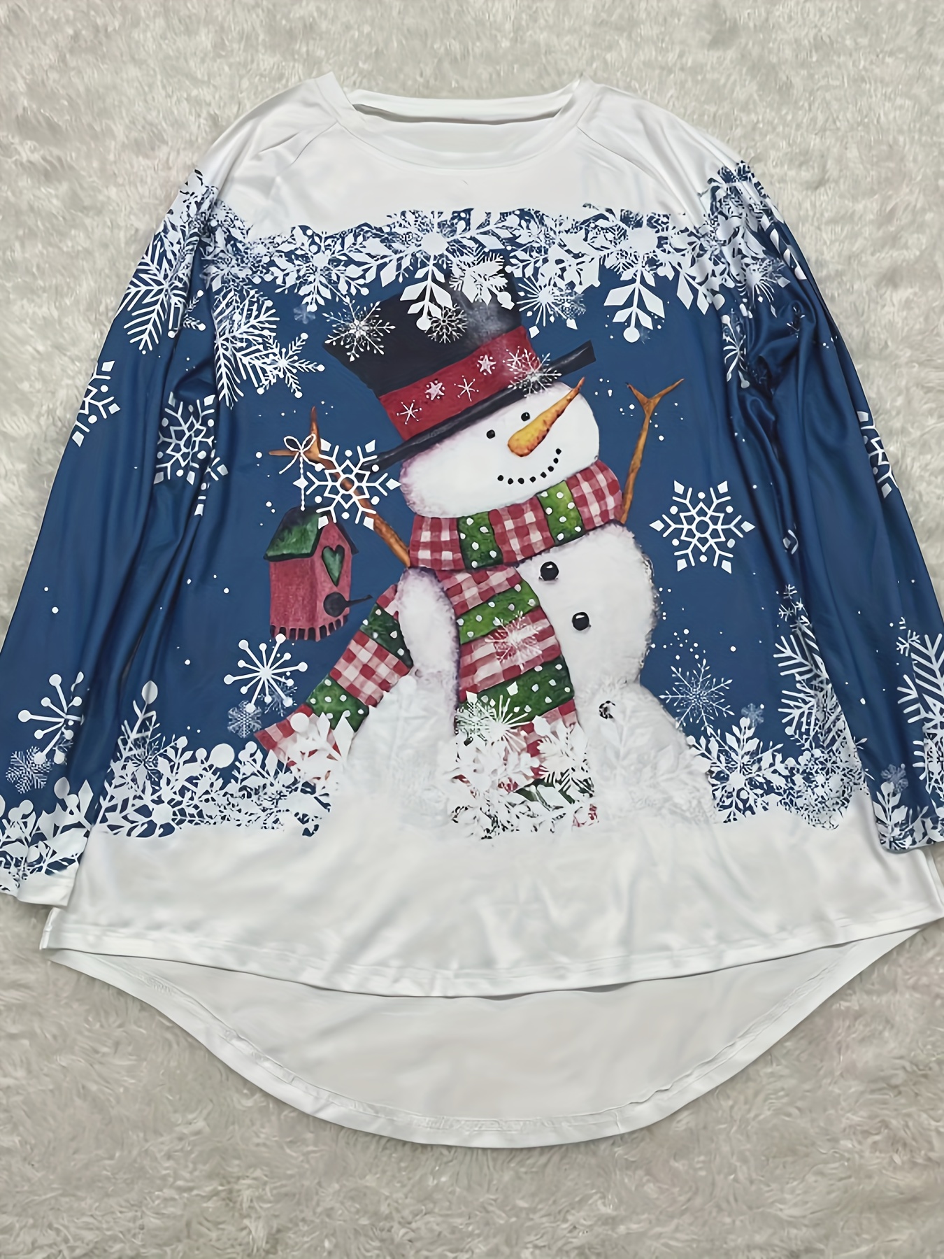 Plus Size Christmas Casual T shirt Women's Plus Snowman - Temu Canada