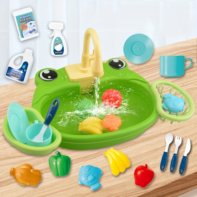 

Play House Cartoon Simulation Kitchen Dishwashing Table Electric Faucet Cycle Out Water Parent-child Interaction Children's Educational Toys