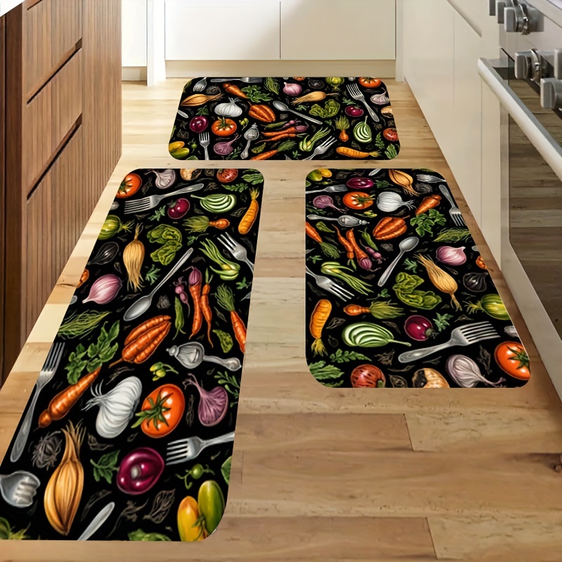 XQKXHZ Alfombra De Cocina Fruta Y Verdura Alfombra Cocina Lavable  Antideslizante Alfombra Rectangular De Poliéster Suave para