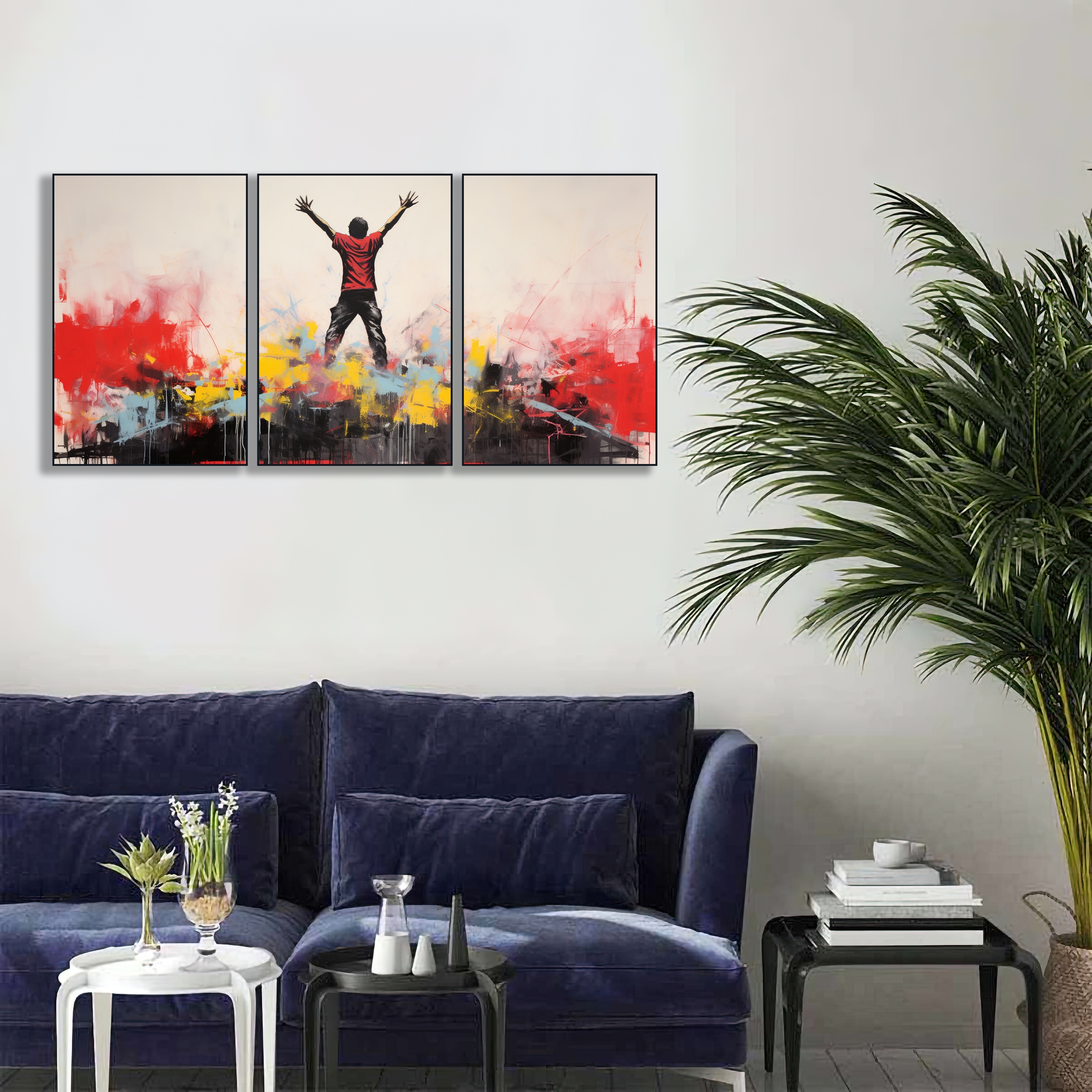 3pcs Canvas Poster Modern Art Rage Flower Thrower Graffiti Street Art Print  Man Throwing Flower Bounquet No Fear Ideal Gift Bedroom Living Room Kitchen  Corridor Wall Art Wall Decoration Fall Decor Room